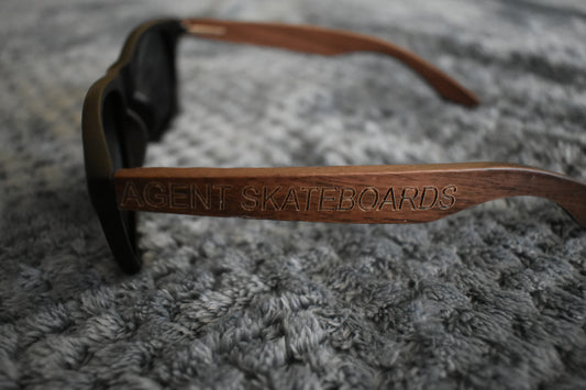 Agent Side Wood Engraved Sun Glasses