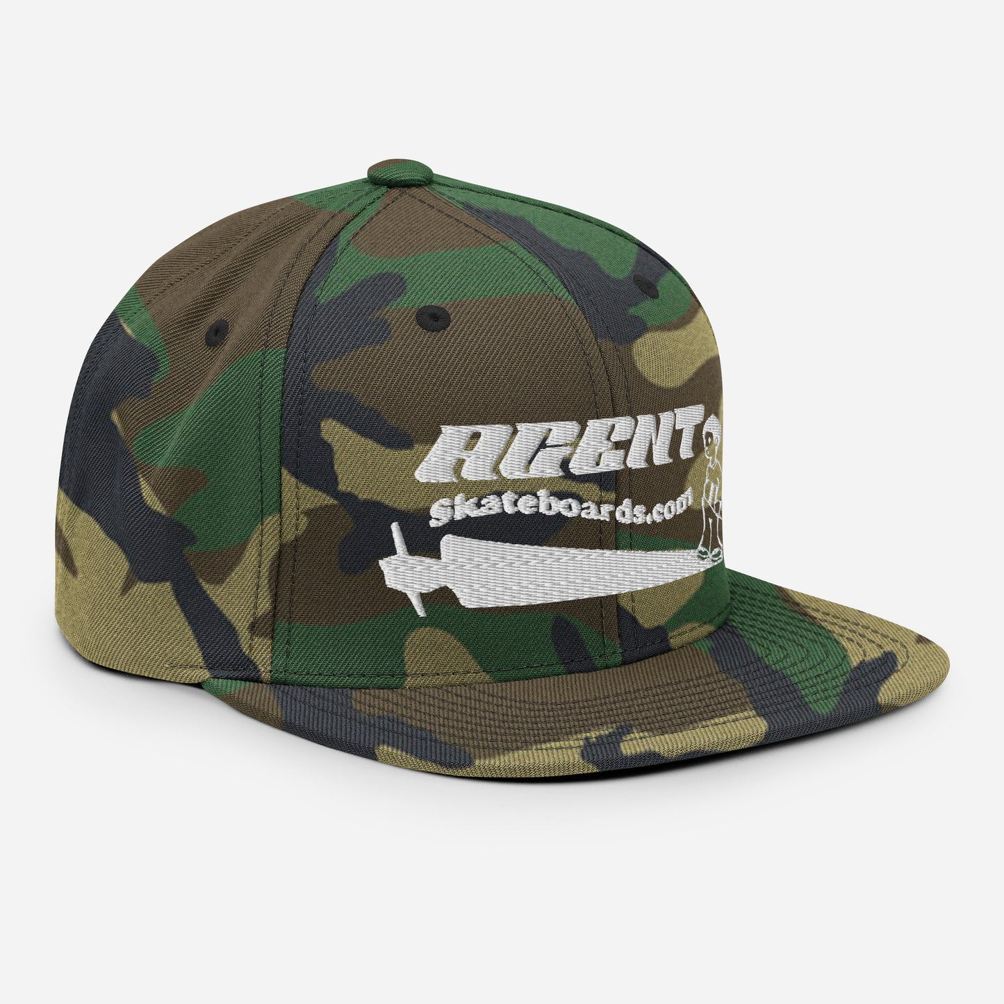 Agent Shadow Snapback Hat White Thread