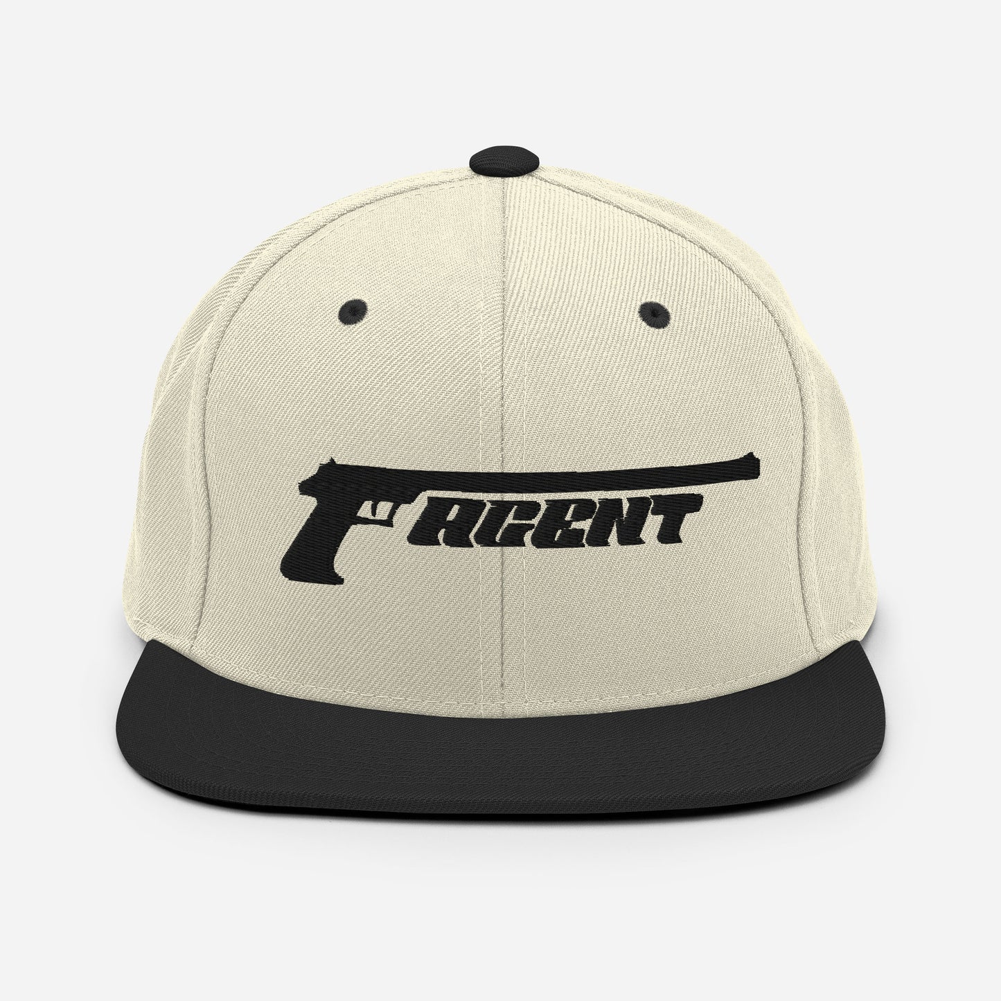 Agent Barrel Gun Snapback Hat Black Thread
