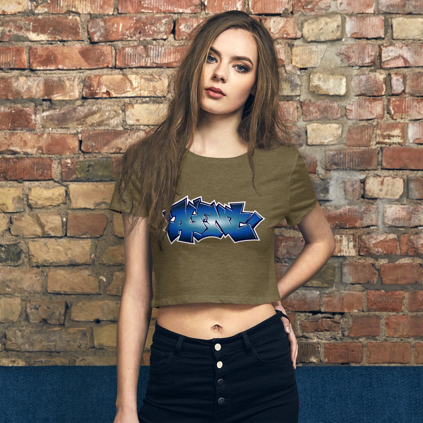 Agent Blue Tag Crop Tee