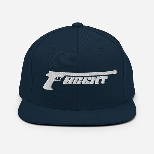 Agent Barrel Gun Snapback Hat white thread