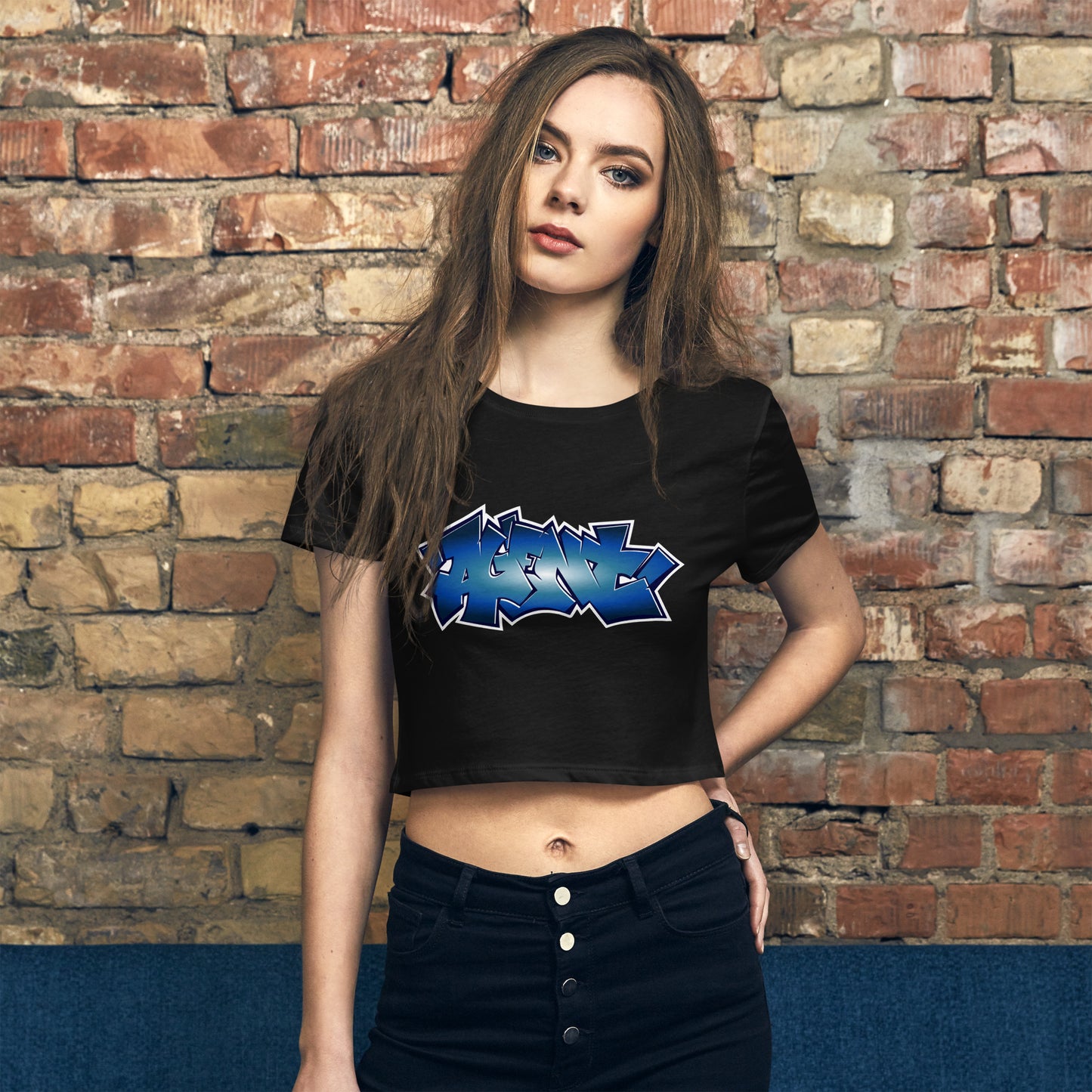 Agent Blue Tag Crop Tee